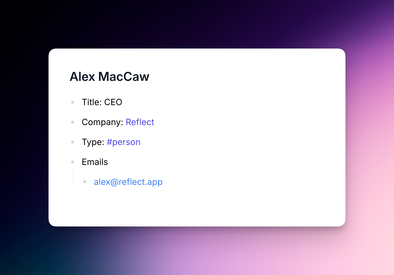 contact page of personal CRM