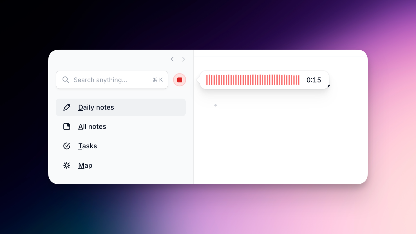 Reflect’s AI voice note transcriber