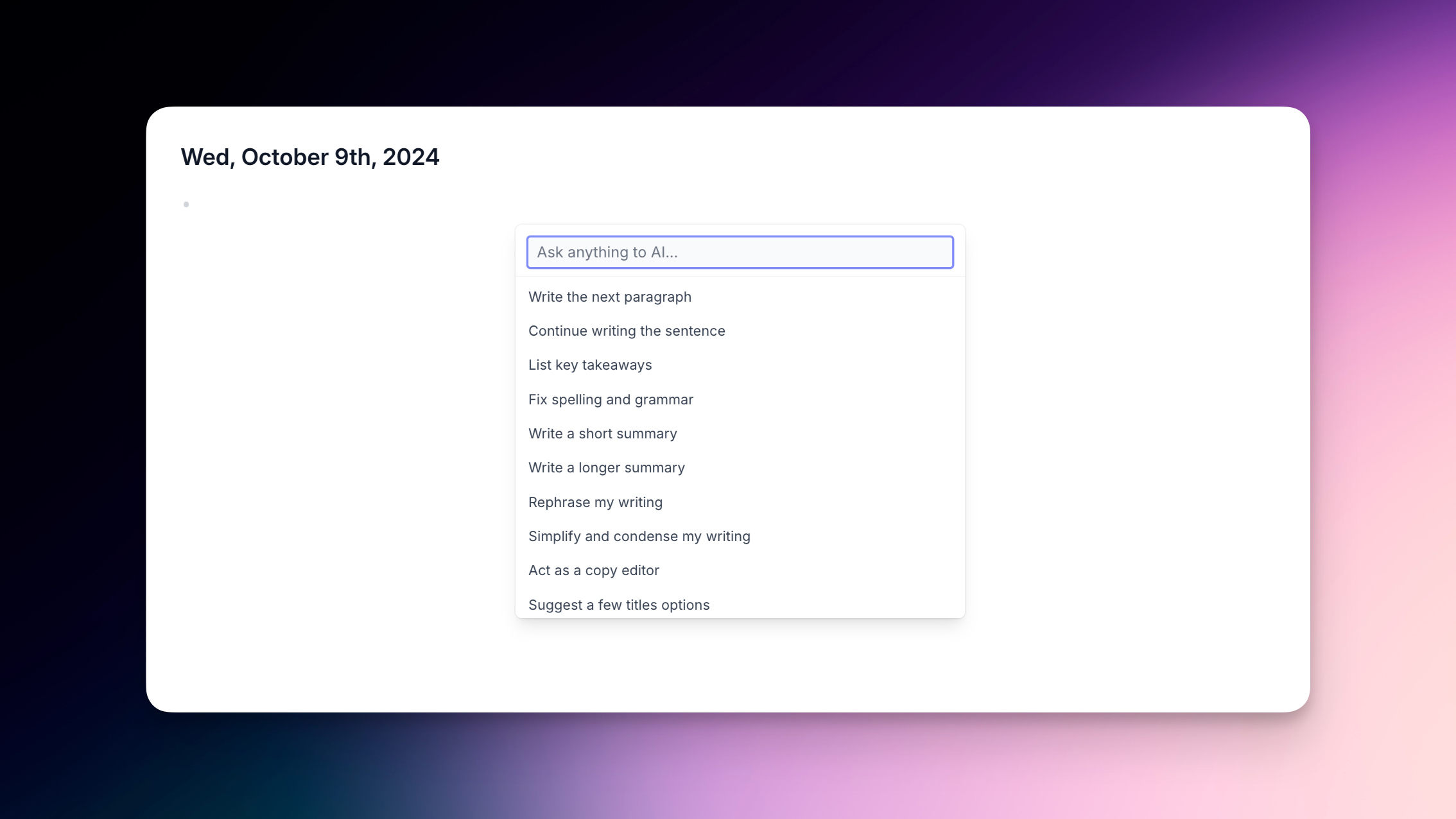AI note-taking assistant in Reflect