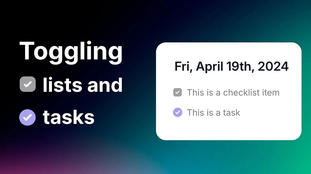 Toggling lists and tasks 