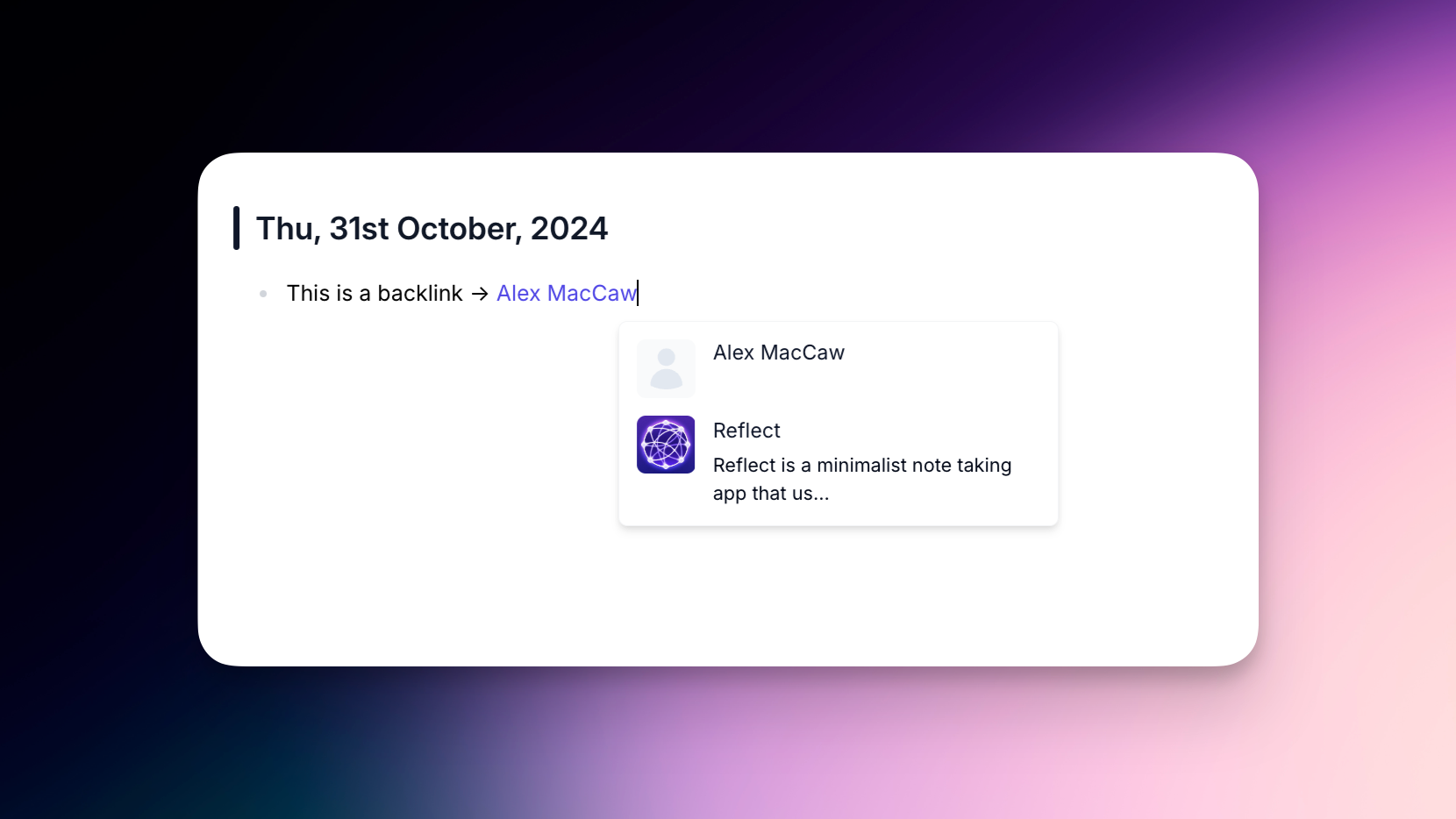 A backlink within Reflect 
