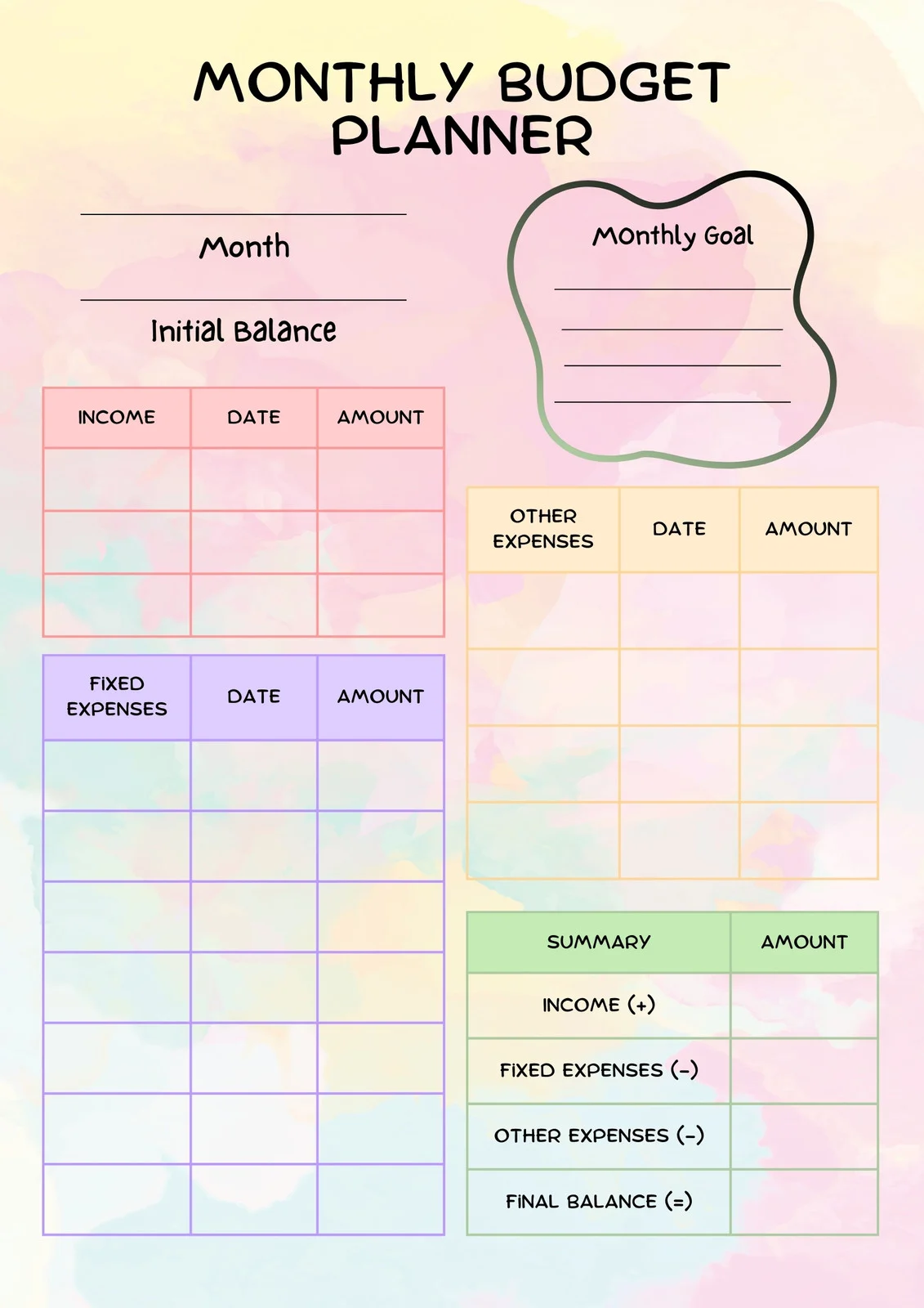 Monthly Budget Planner