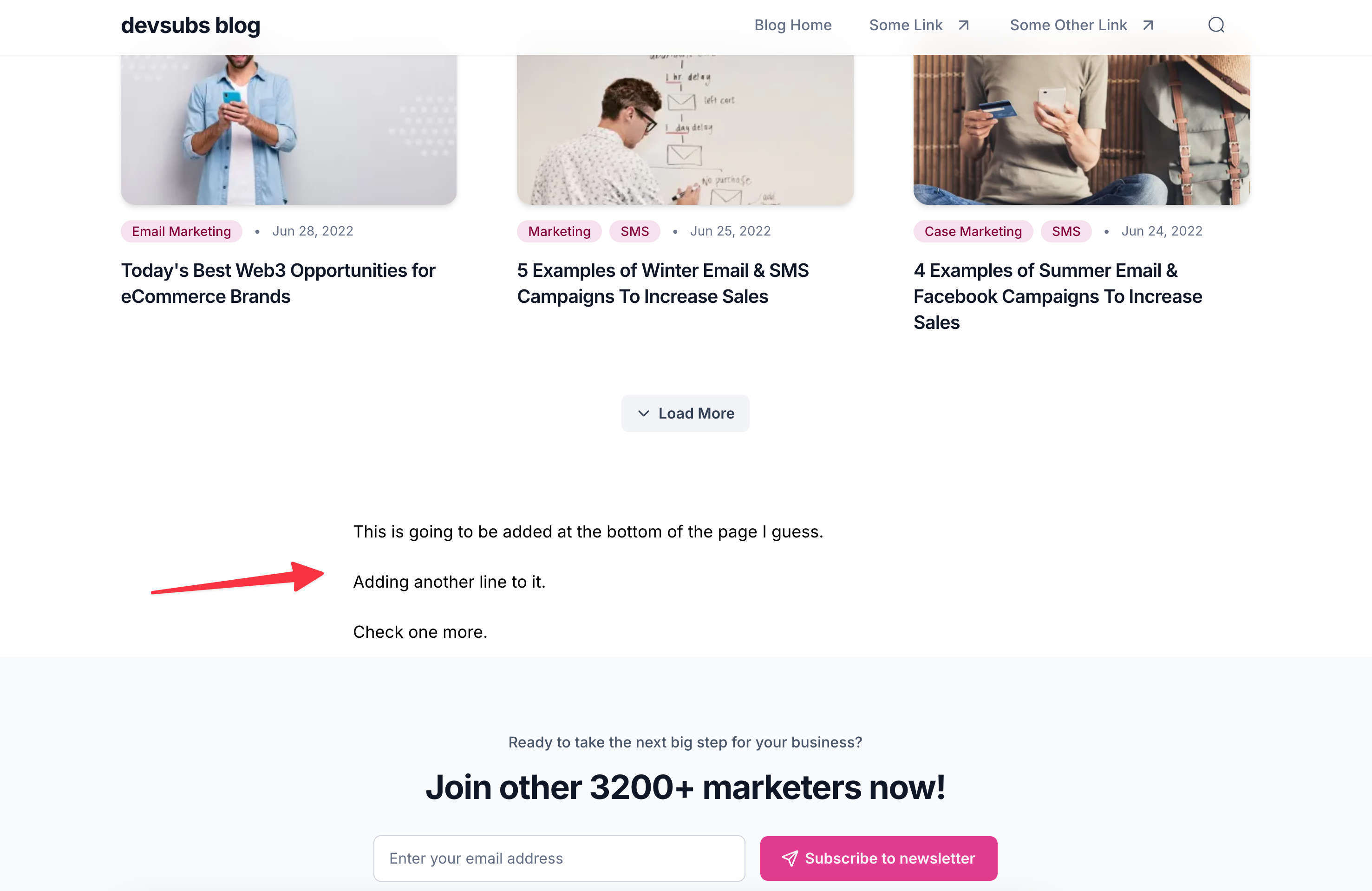 After adding CTA block