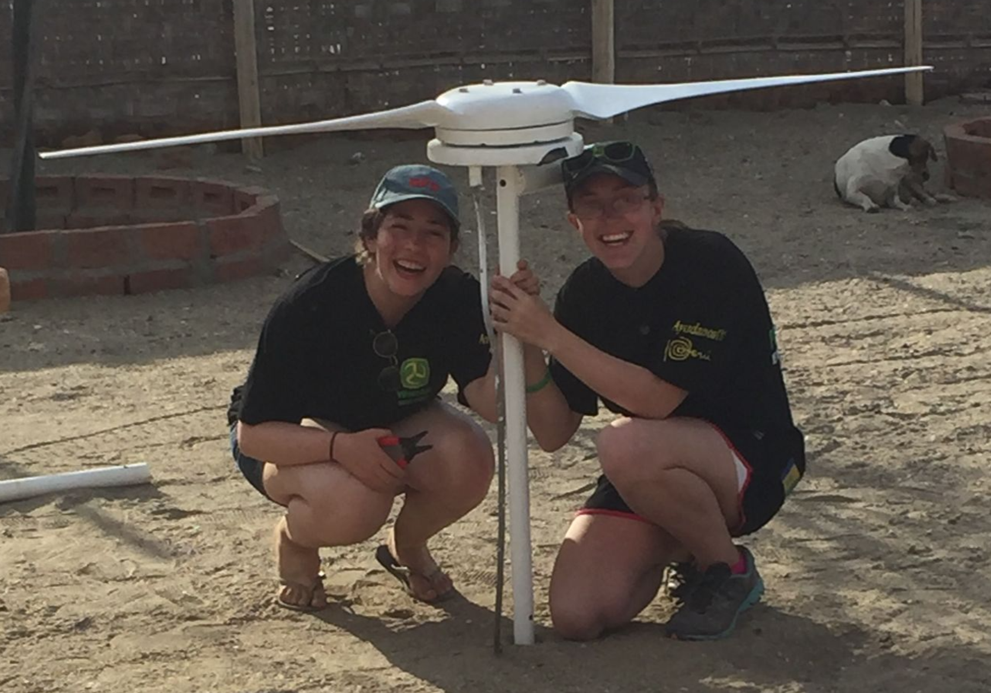 Author and Jessica Fischer on site in Playa Blanca, Peru, installing a wind turbine built during the WindAid Institute program.  Picture from author’s collection. 