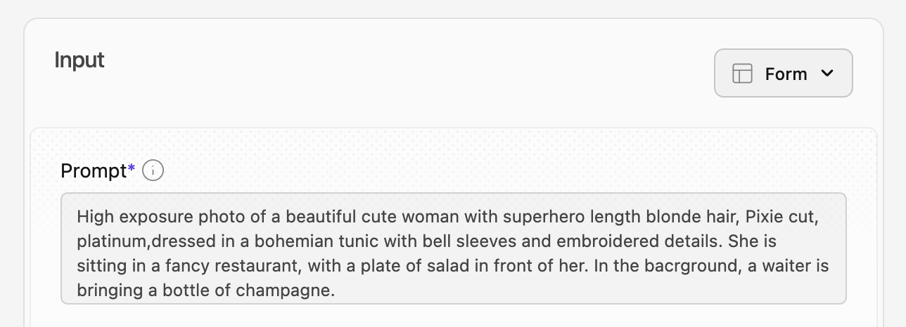 High exposure photo of a beautiful cute woman with superhero length blonde hair, Pixie cut, platinum,dressed in a bohemian tunic with bell sleeves and embroidered details. She is sitting in a fancy restaurant, with a plate of salad in front of her. In the bacrground, a waiter is bringing a bottle of champagne.