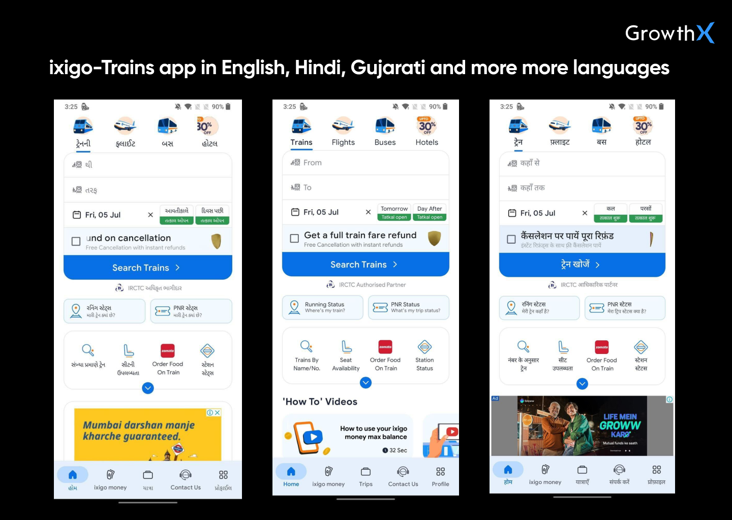 localized content on ixigo-Trains app