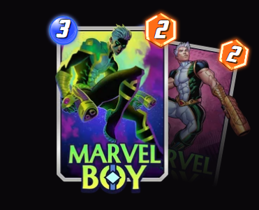 Marvel Boy — After each turn, give 3 of your 1-Cost cards +1 Power.