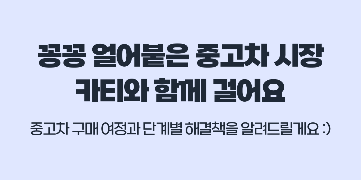 [중고차 구매] 눈뜨고 코베이는 험난한 중고차 시장, 카티가 함께 할게요!