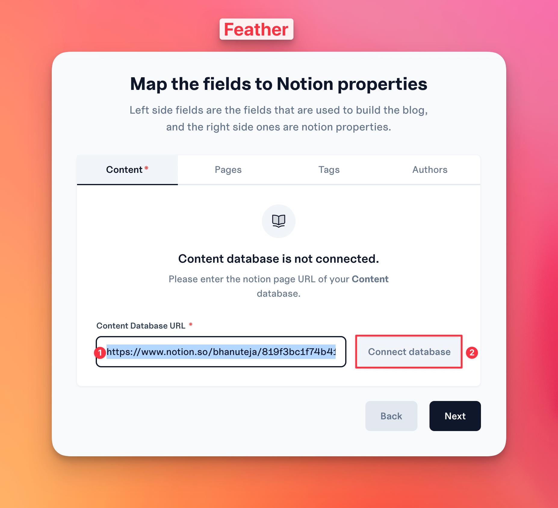 Paste the copied link and click on “Connect database”