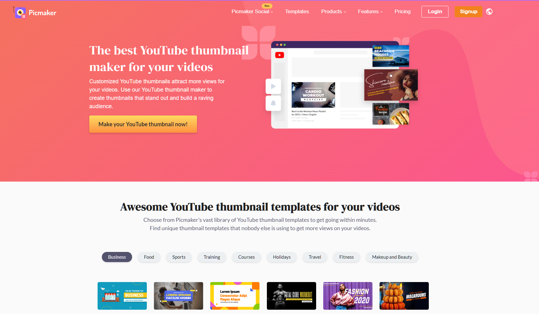 Screenshot of Youtube thumbnail maker by picmaker