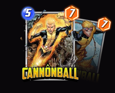 Cannonball — On Reveal: Move the highest-Power enemy card here away. If you can't, destroy it with a Rock.