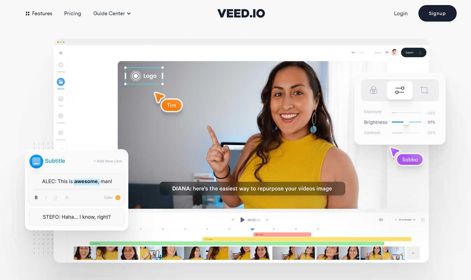 An image showing VEED IO editor dashboard