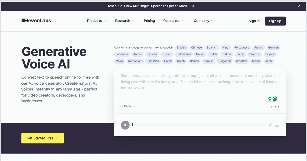 Eleven Labs - AI Text-to-Speech for Twitter Videos
