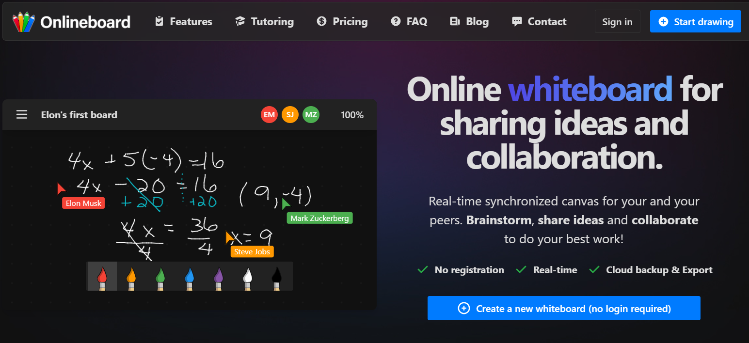 Online Whiteboard Tool