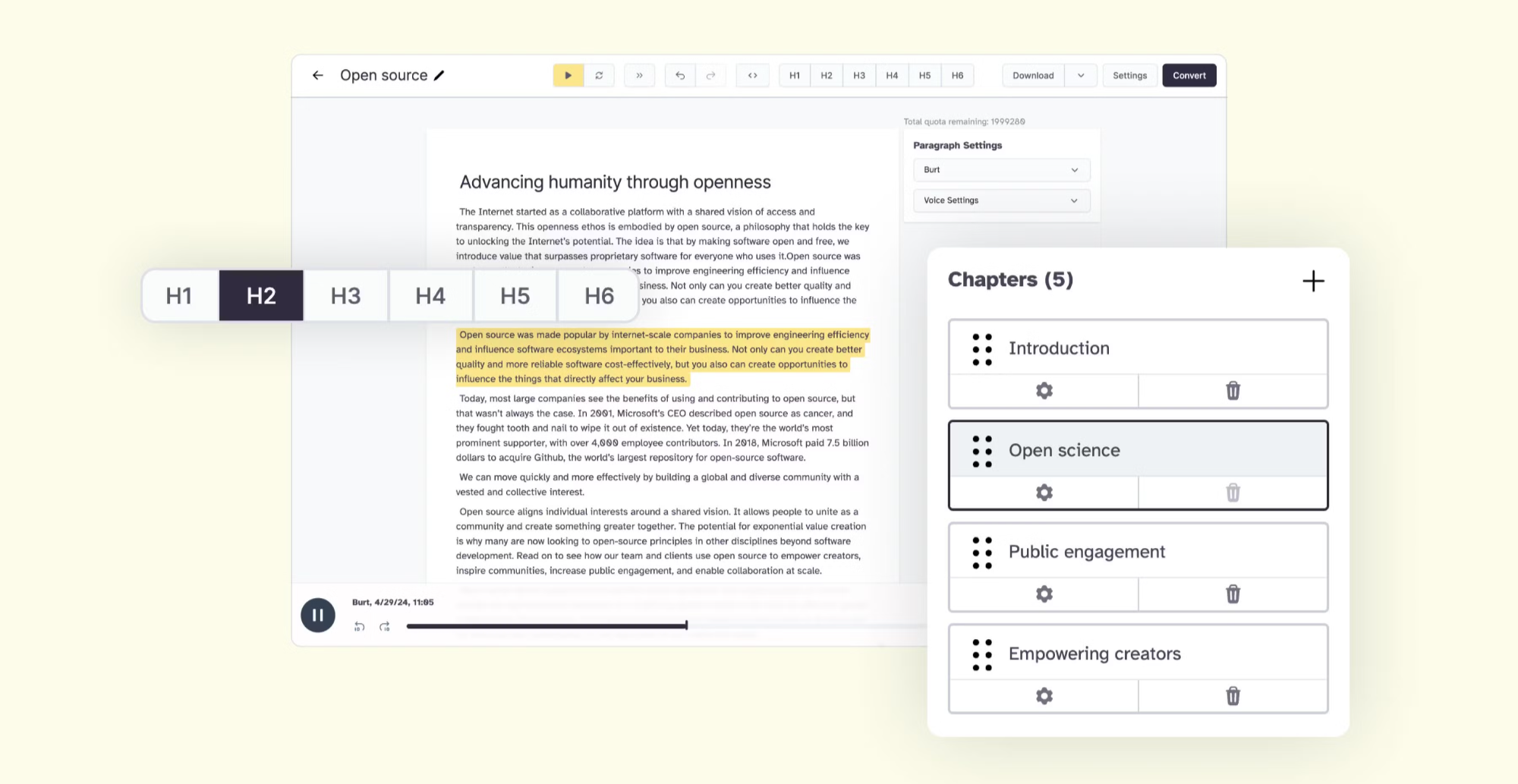 ElevenLabs voice editing dashboard