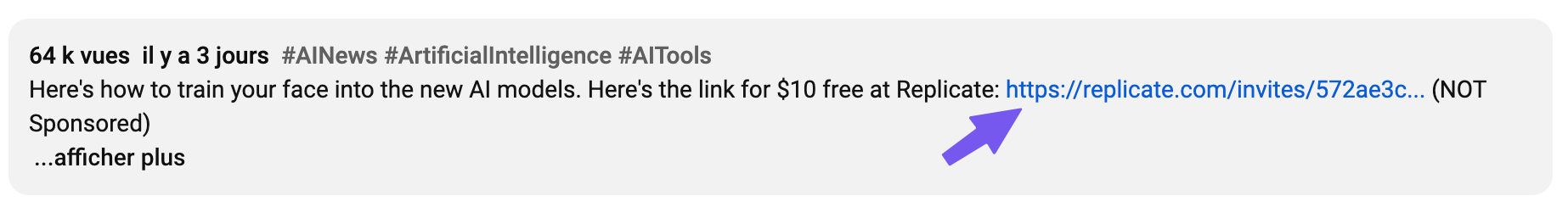 Le lien dans la description de la vidéo