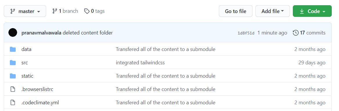 after deleting content