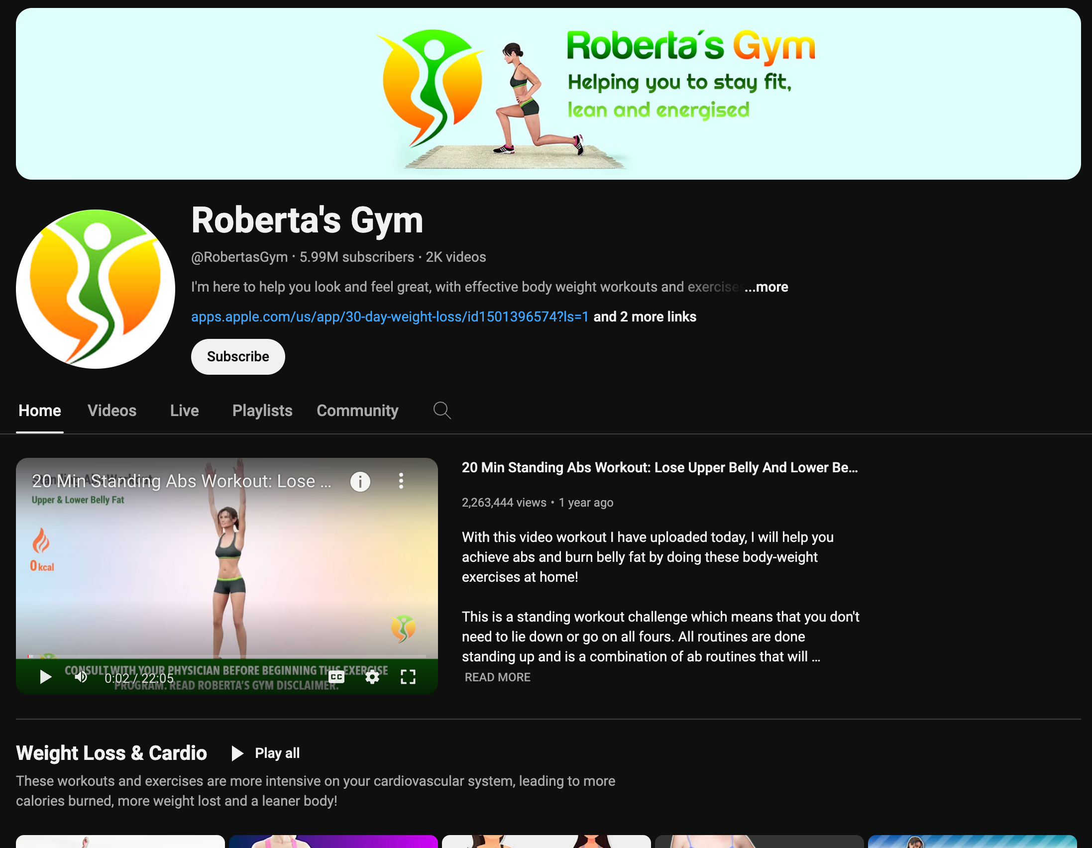 Roberta's Gym - Animated workout videos from popular faceless fitness YouTube channel.