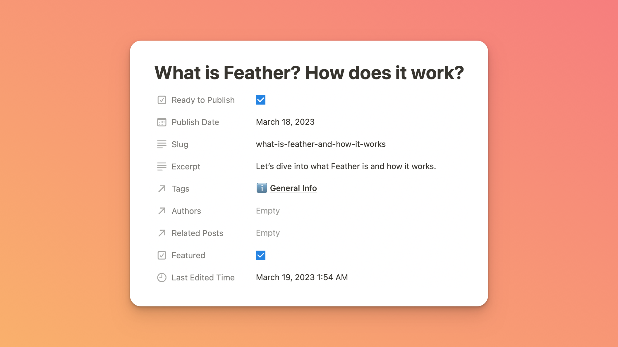 Notion Database properties in the Content Database