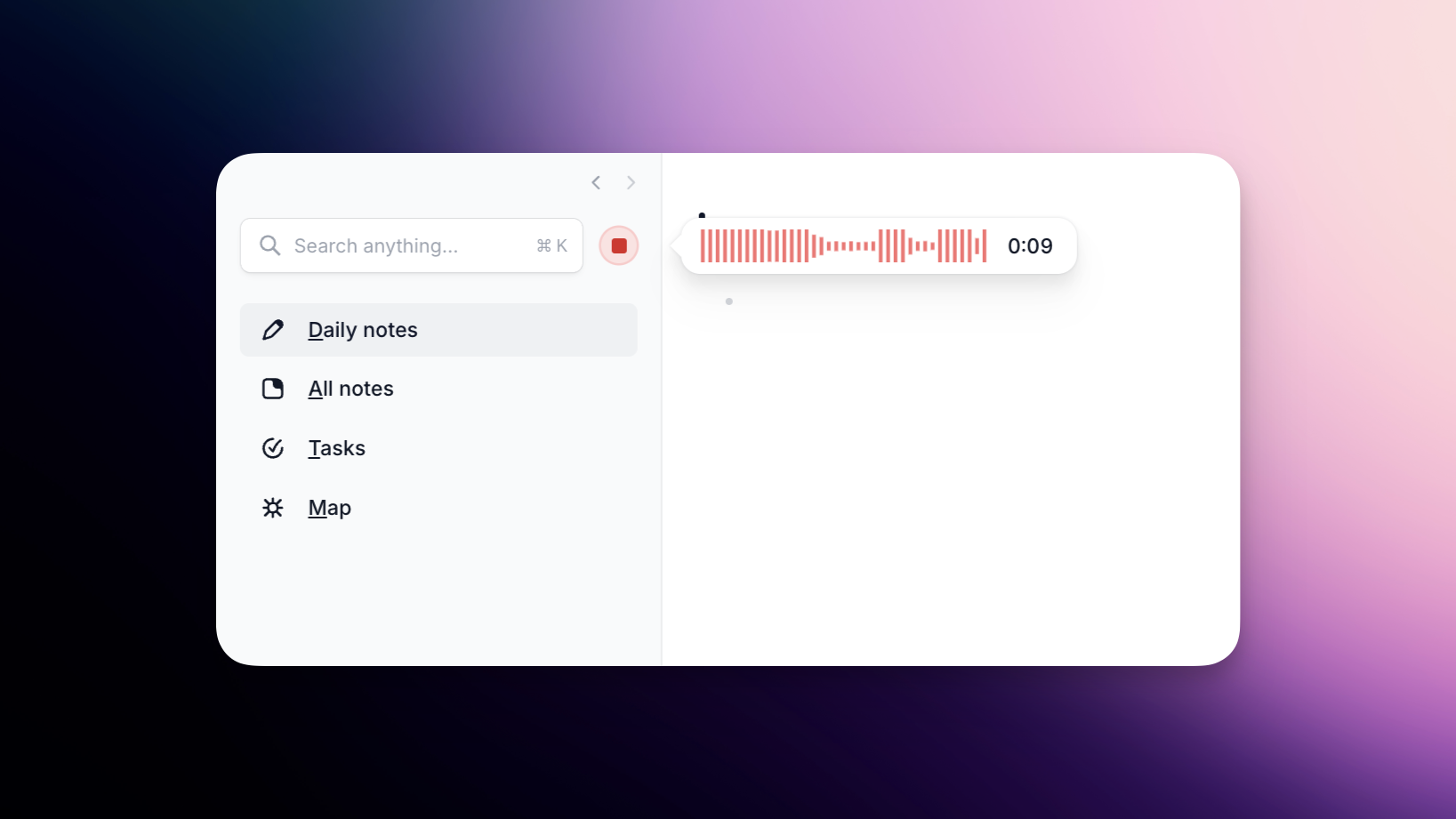 Transcribing a meeting from within Reflect.
