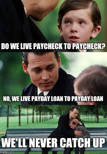 Meme about paycheck.