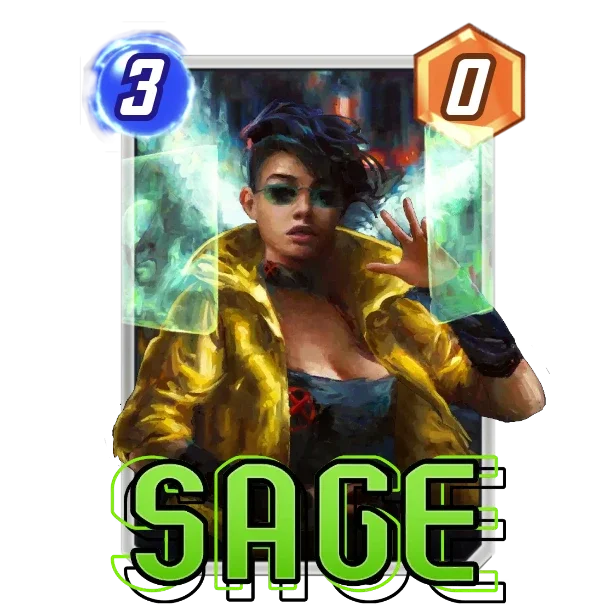 Sage — On Reveal: +2 Power for each different Power among all other cards here.