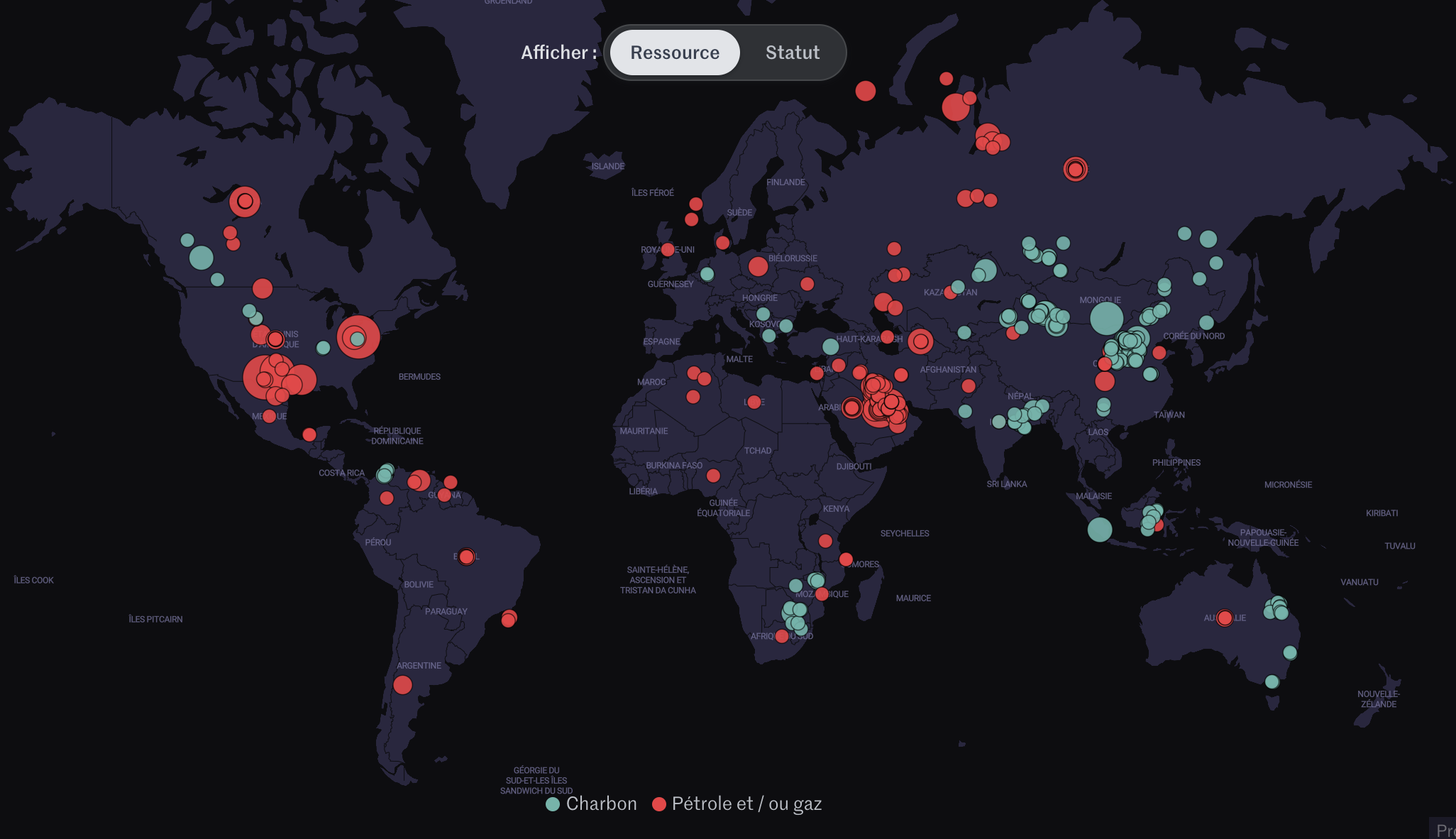 Source : https://www.lemonde.fr/les-decodeurs/article/2023/10/31/bombes-carbone-explorez-la-carte-mondiale-des-megagisements-de-ressources-fossiles_6197486_4355770.html
Pour en savoir plus : https://www.dailymotion.com/video/x8p310t