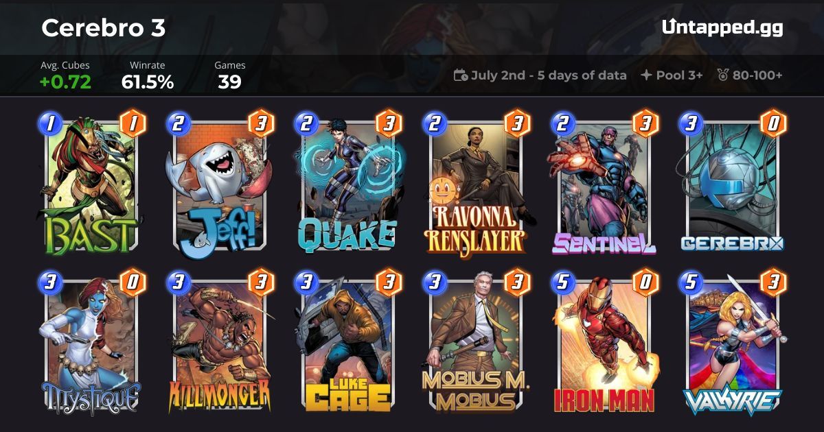 Marvel SNAP Cerebro 3 Deck With Quake and Killmonger
