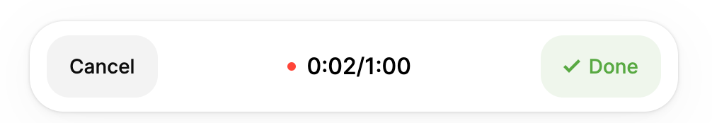 cancel - done, screenshot of voicenotes