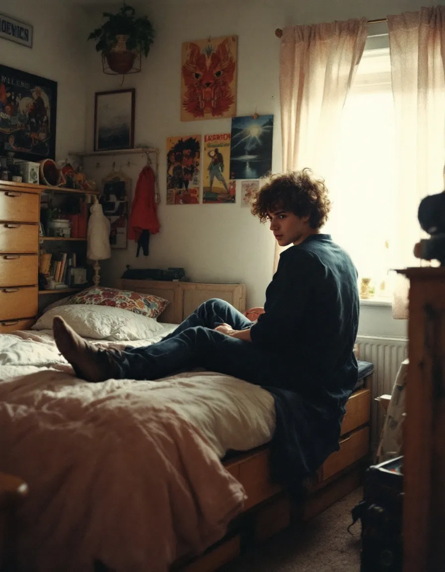 teenager in his bedroom, 1986