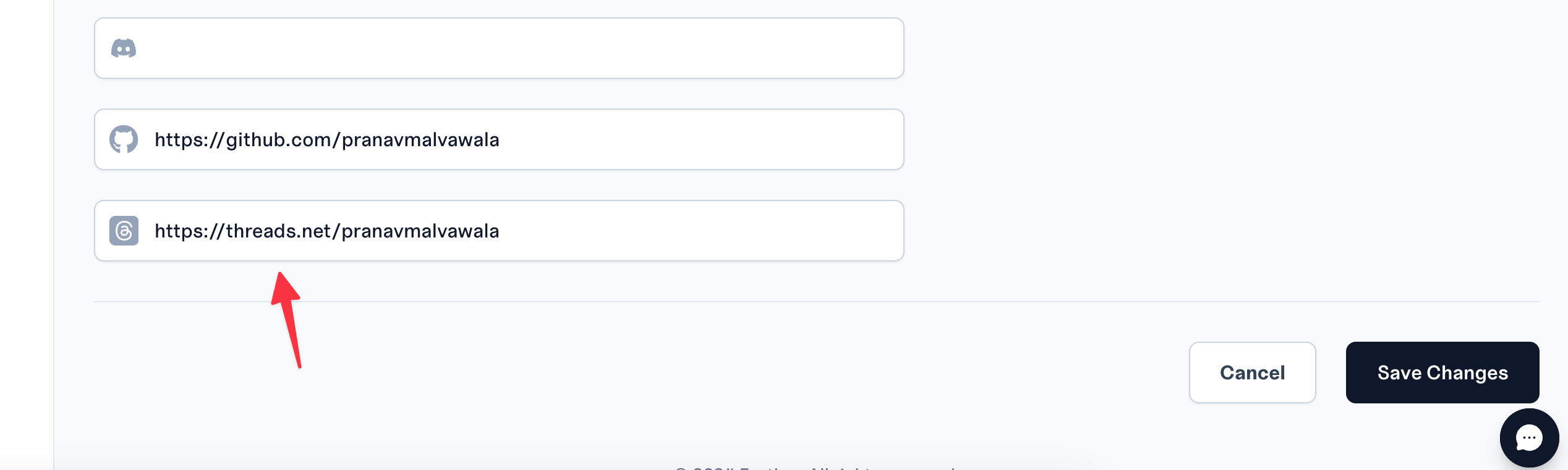 Threads url input