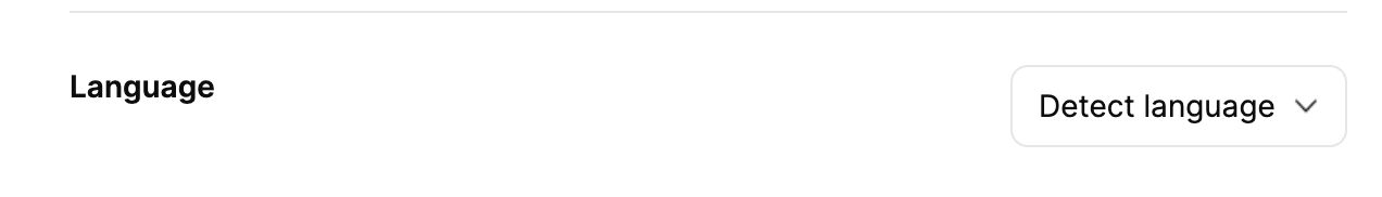 Voicenotes interface showing “language” and “detect language”