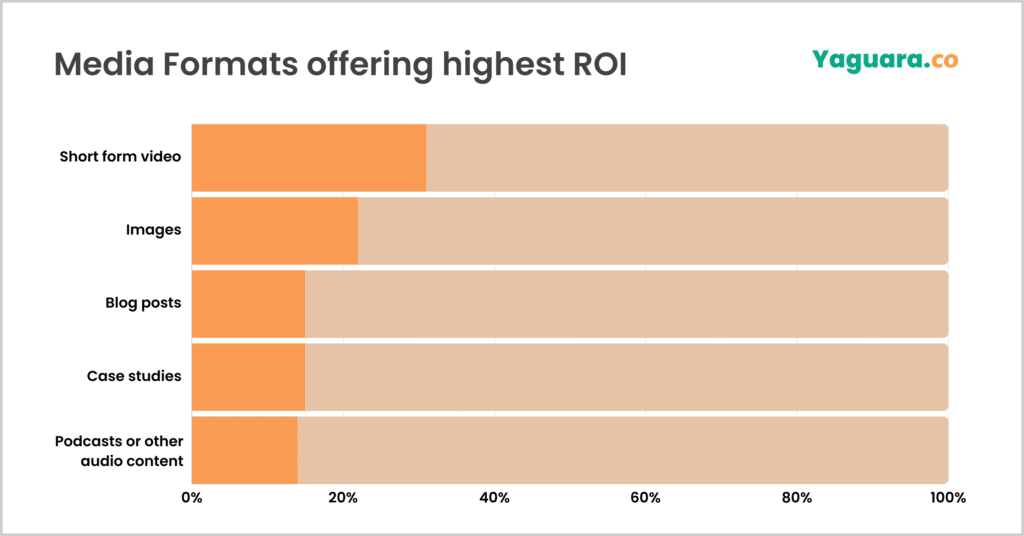 Statistics showing media formats with highest ROI. From Yaguara.co