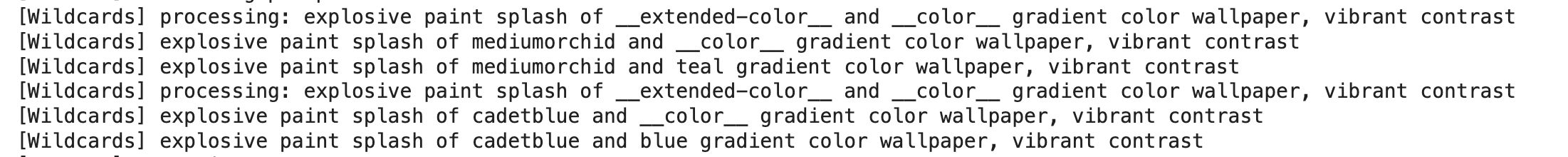 Deux version du prompt avec le remplacement des wildcards