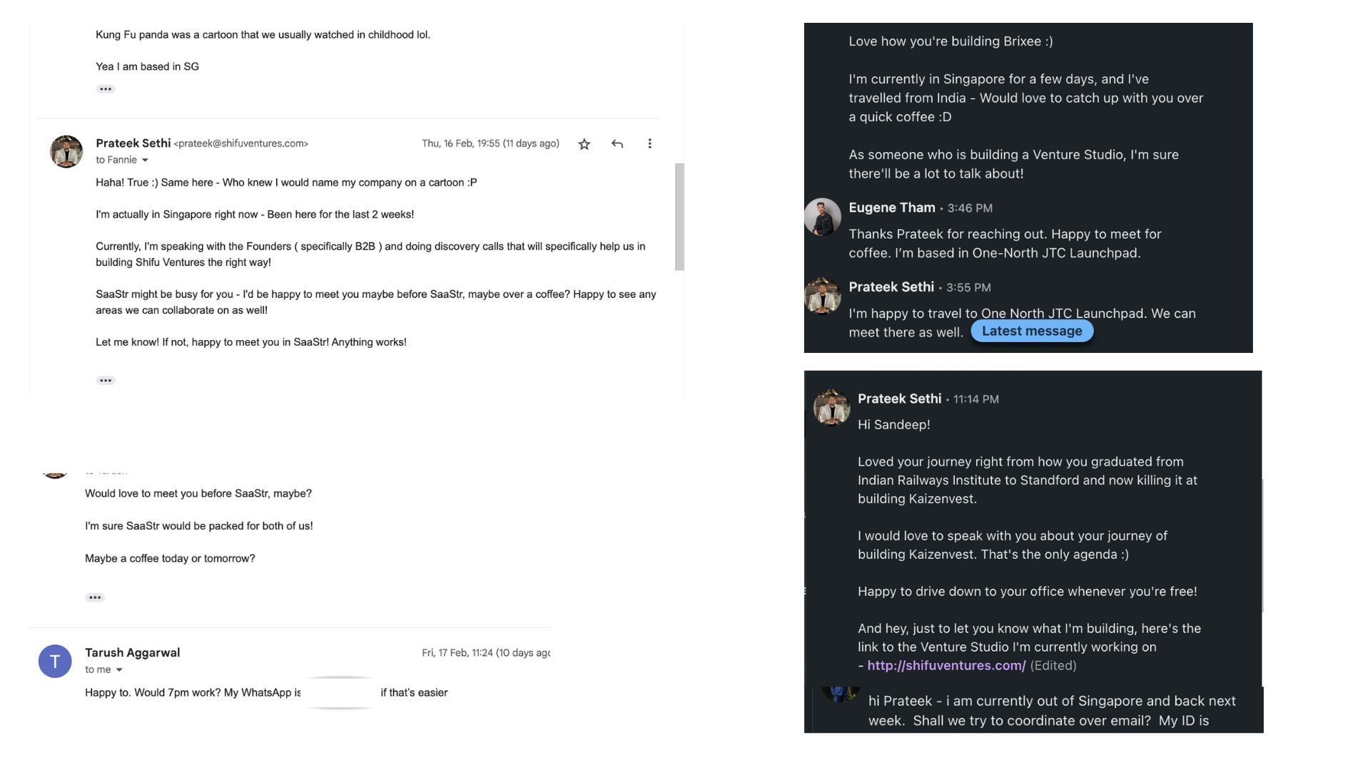 A snapshot of the few responses I received.