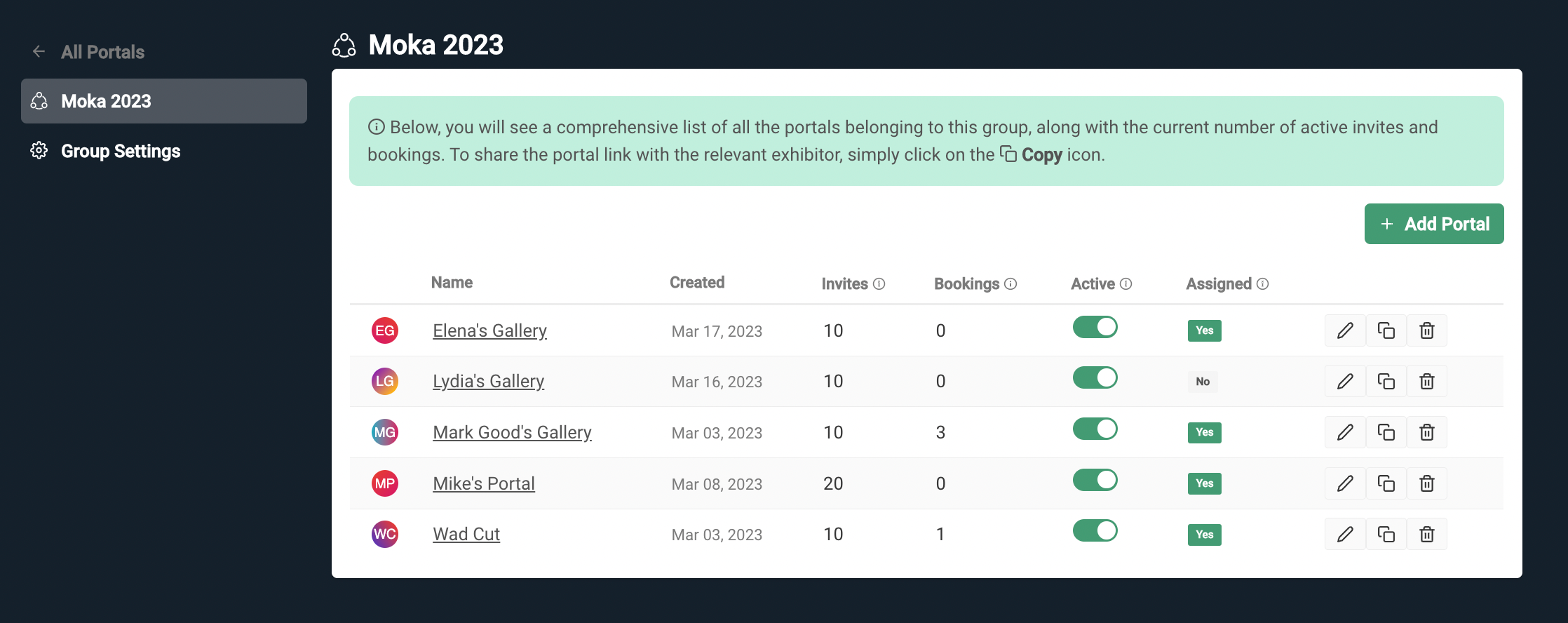 Fairs can easily see which portals are in use