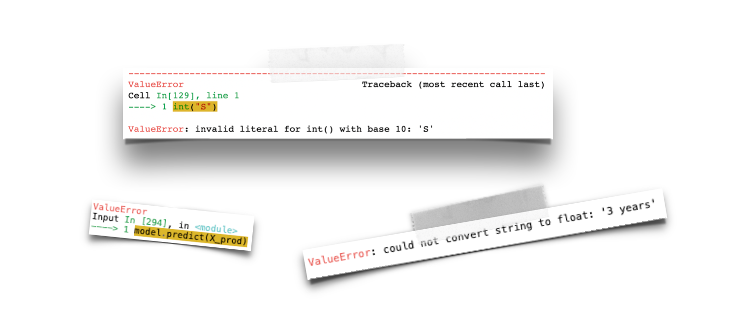 Examples of bugs in the code.