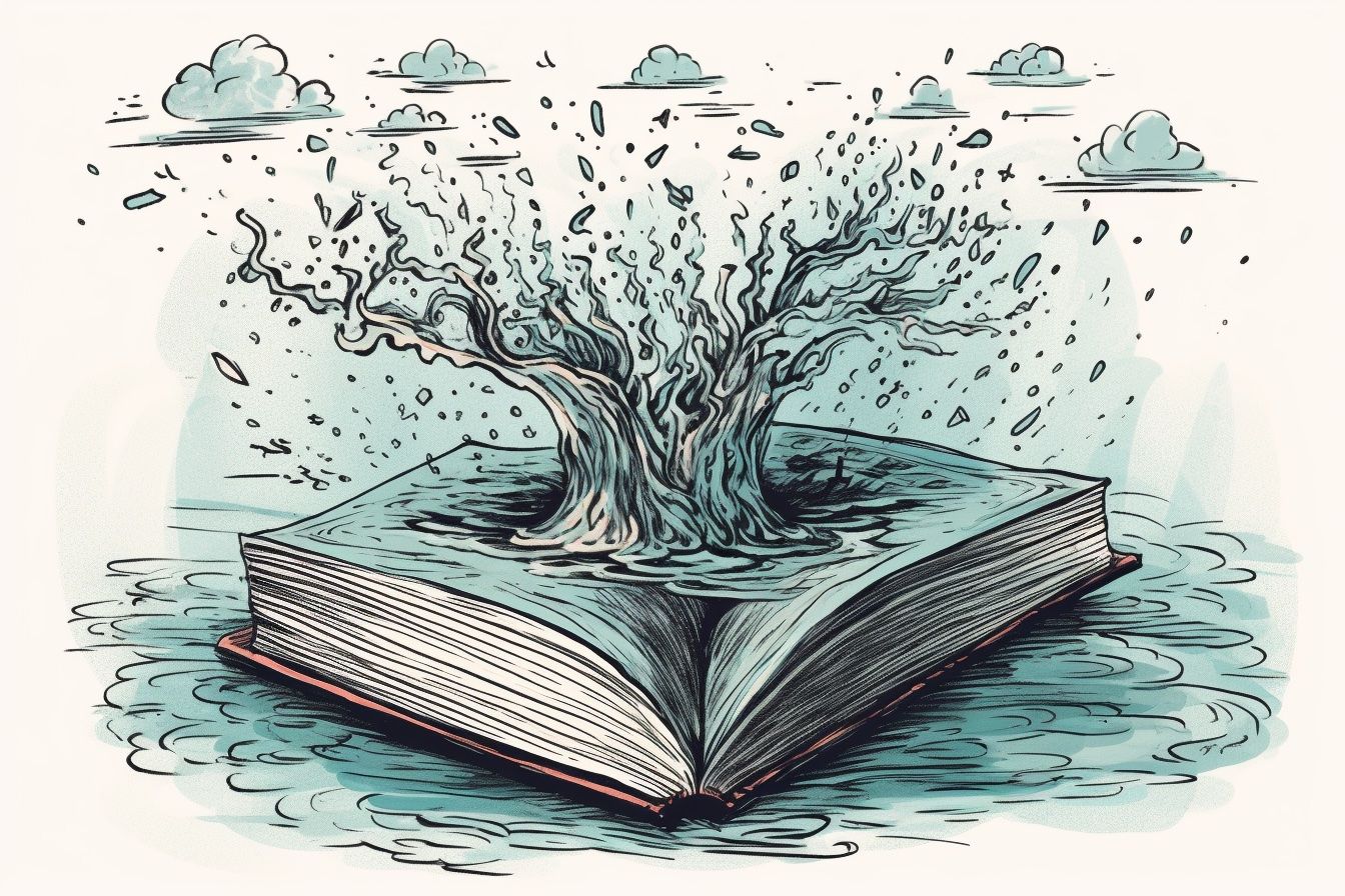 AI-generated illustration. MJ prompt: an illustration of the mind representing these thoughts: The stream flows endlessly from my mind, a rushing river of words and thoughts pouring out onto the page. The blankness absorbs it all, leaving the stream unencumbered, able to flow faster and run clearer. What was once a jumble of ideas becomes focused, the important rising to the surface, the trivial fading into the background. The void has accepted my offering and left clarity in its place. The din in my head abates, leaving a quiet that is ripe for inspiration. Creativity awakens from its slumber, stretching new possibilities as the dawn breaks through. The stream has run dry but filled me in its place. My words have found their meaning. The shout into the abyss has echoed back as a whisper of hope. The void has given as much as it has taken. My perspective returns; I am free to begin anew. The blank page awaits, hungry as always, ready to be fed. --ar 3:2 --v 5