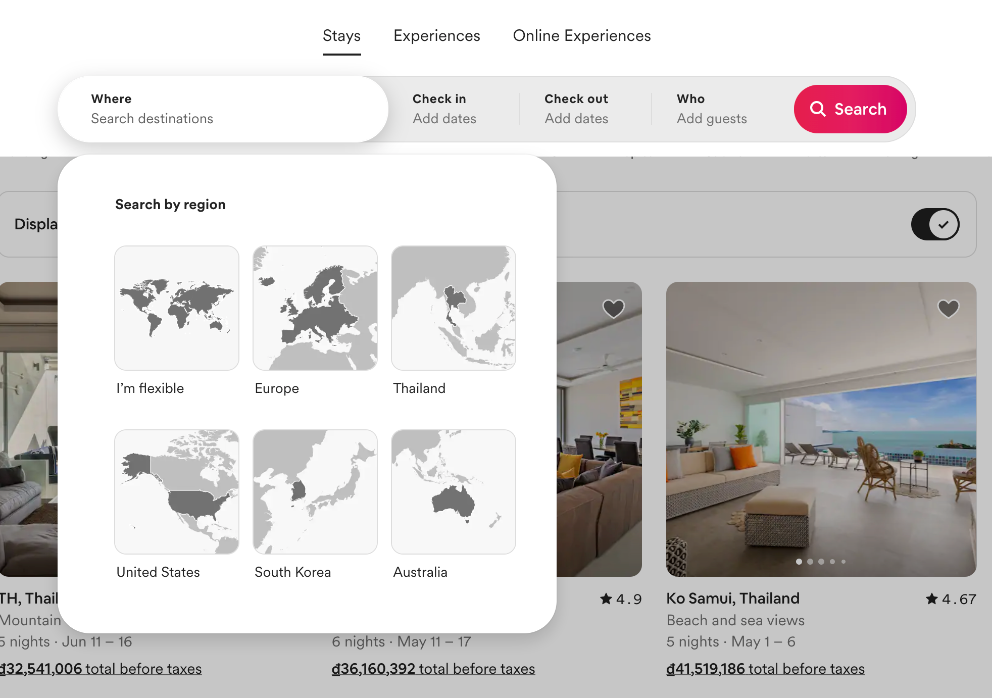 AirBnB webpage