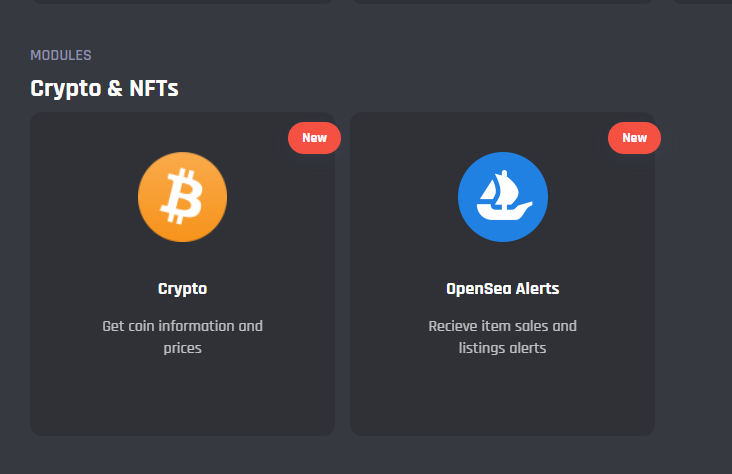 The OpenSea Alerts module on BotGhost