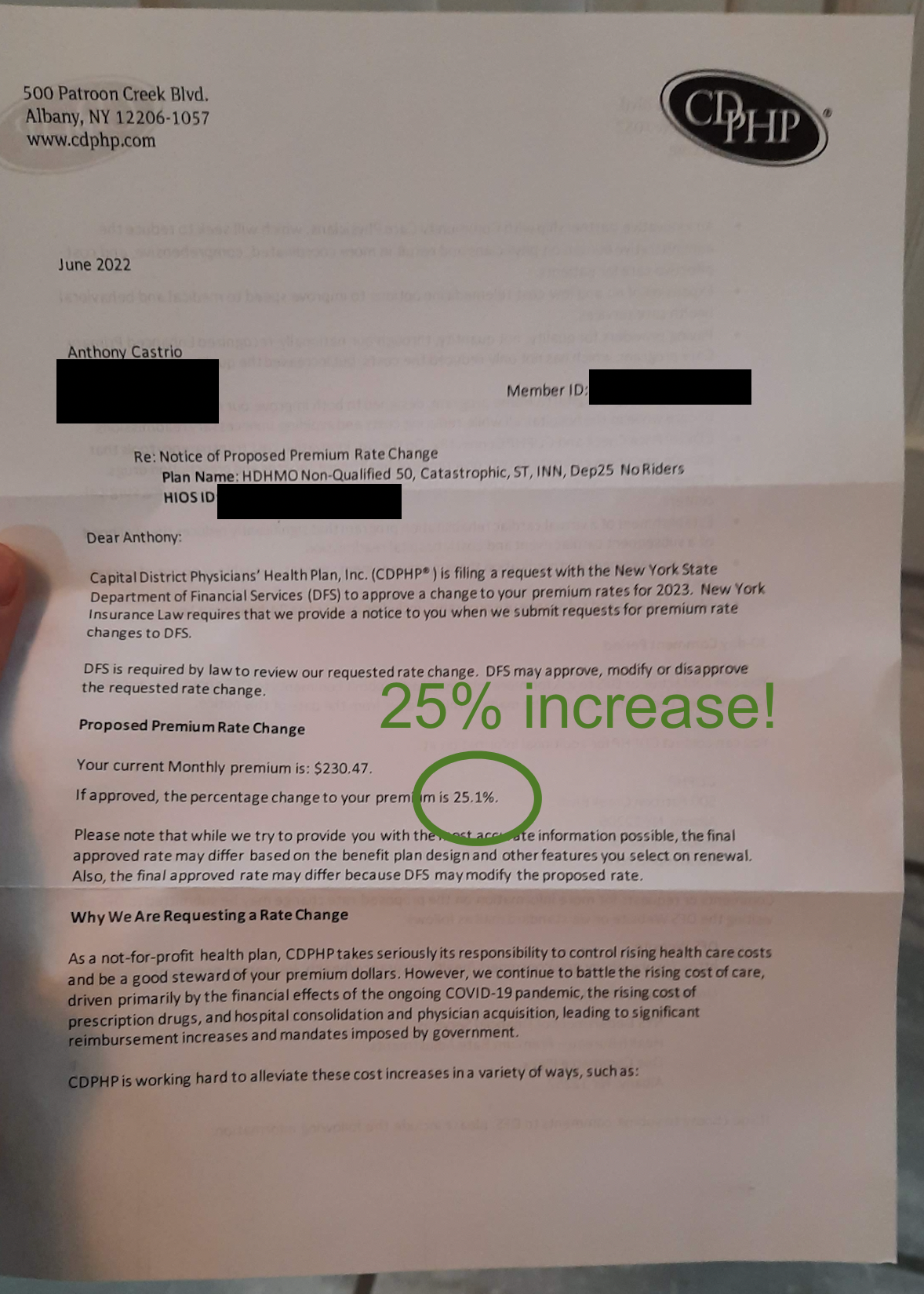 Why are my health insurance premiums increasing by 25%?