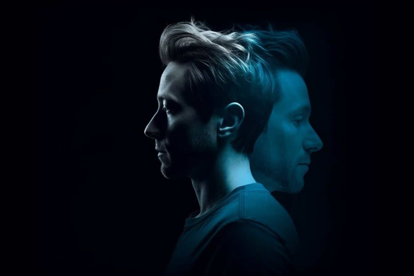 AI-generated image. MidJourney prompt: Create a minimalistic design portrait of a man with a one color or smooth gradient background for a design aesthetic, that encapsulates the concept of beauty, using luminogram effects to highlight the delicate features of a face or silhouette. --ar 3:2 --v 5 --s 750