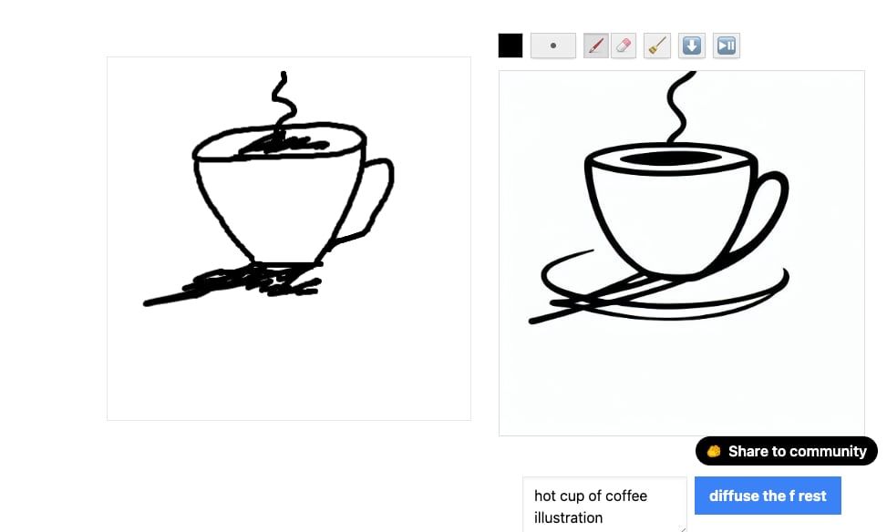 Creating basic illustrations using Diffuse The rest from Hugging Face.