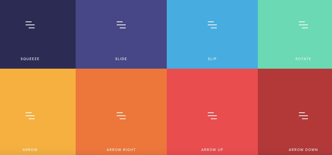 Navigation menu with different colours