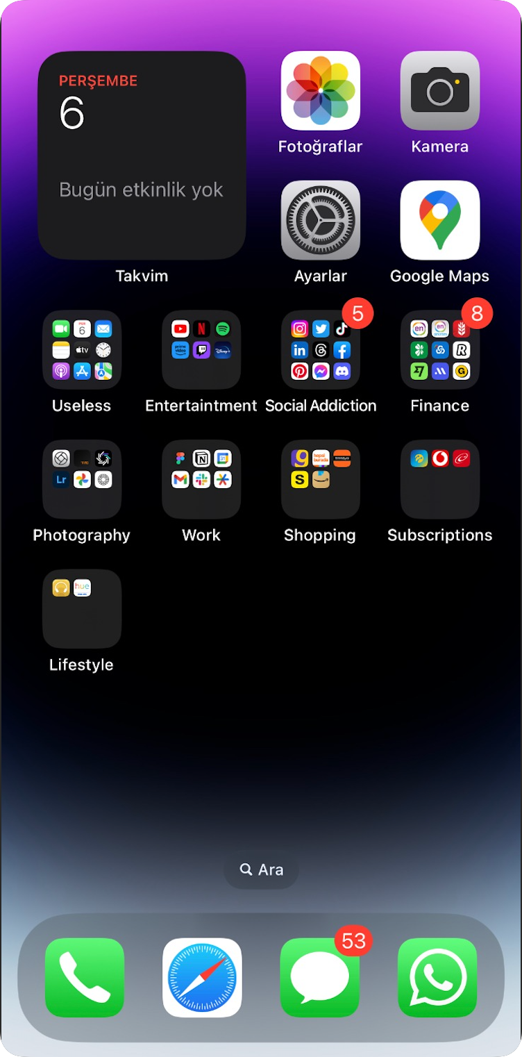 Oğuz phone home screen