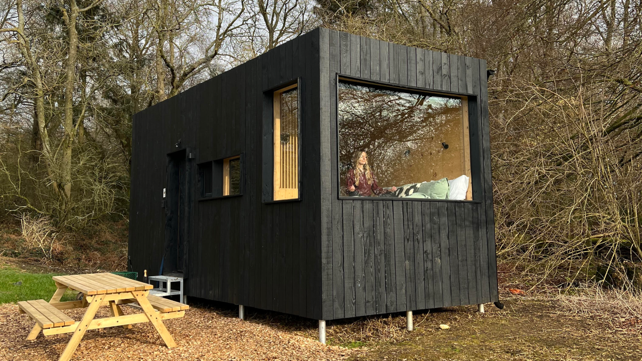 Maude Hirst Meditating at Monty Unplugged Cabin 