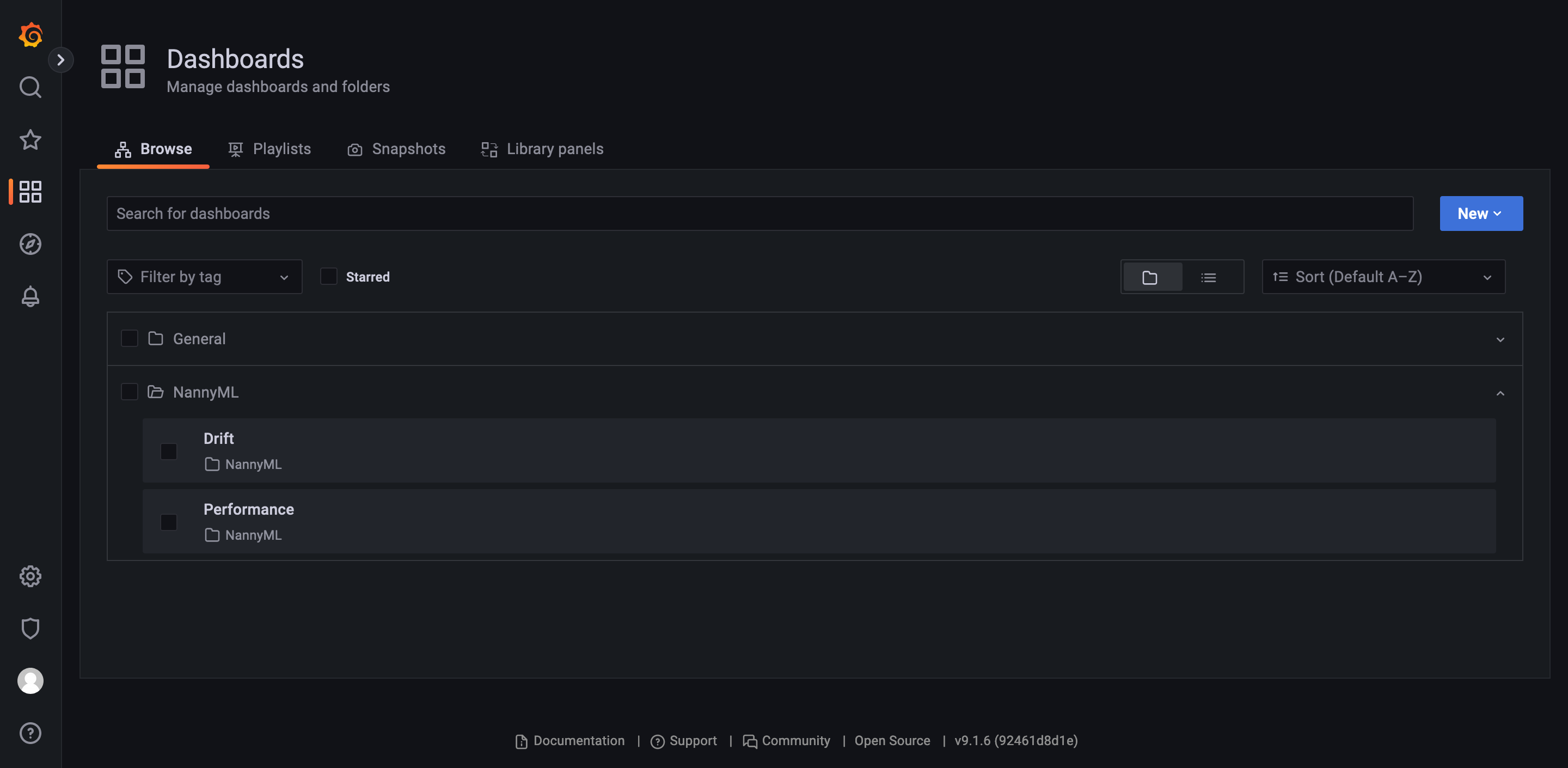 Dashboards in Grafana.