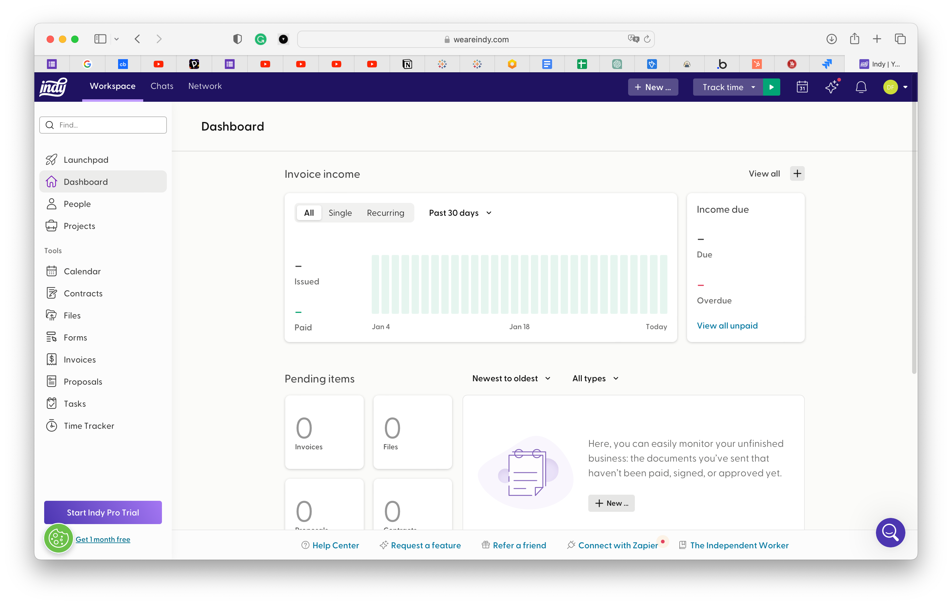 Indy interface. Freelancing made simple