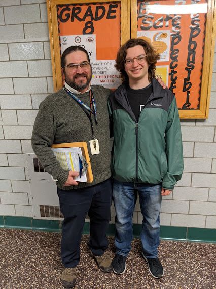 My Dad and I afterwords. He’s the middle school counselor and organized the career day.