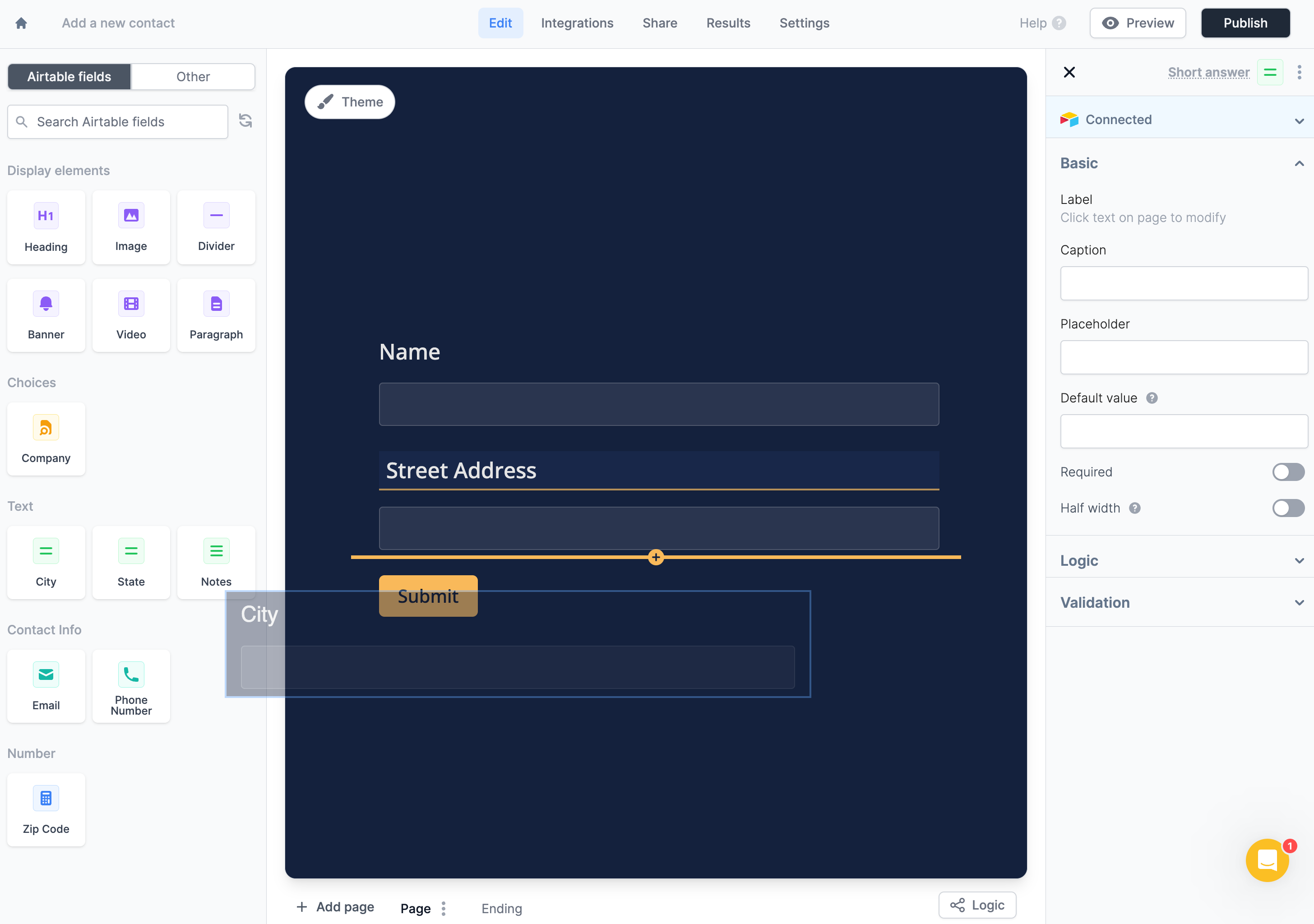 Fillout pulls in all of your Airtable and Notion database fields, so you can build forms for your CRM in seconds